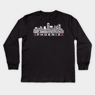 Arizona Baseball Team All Time Legends, Phoenix City Skyline Kids Long Sleeve T-Shirt